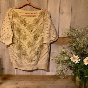 Elegant Cream Crochet Women Sweater